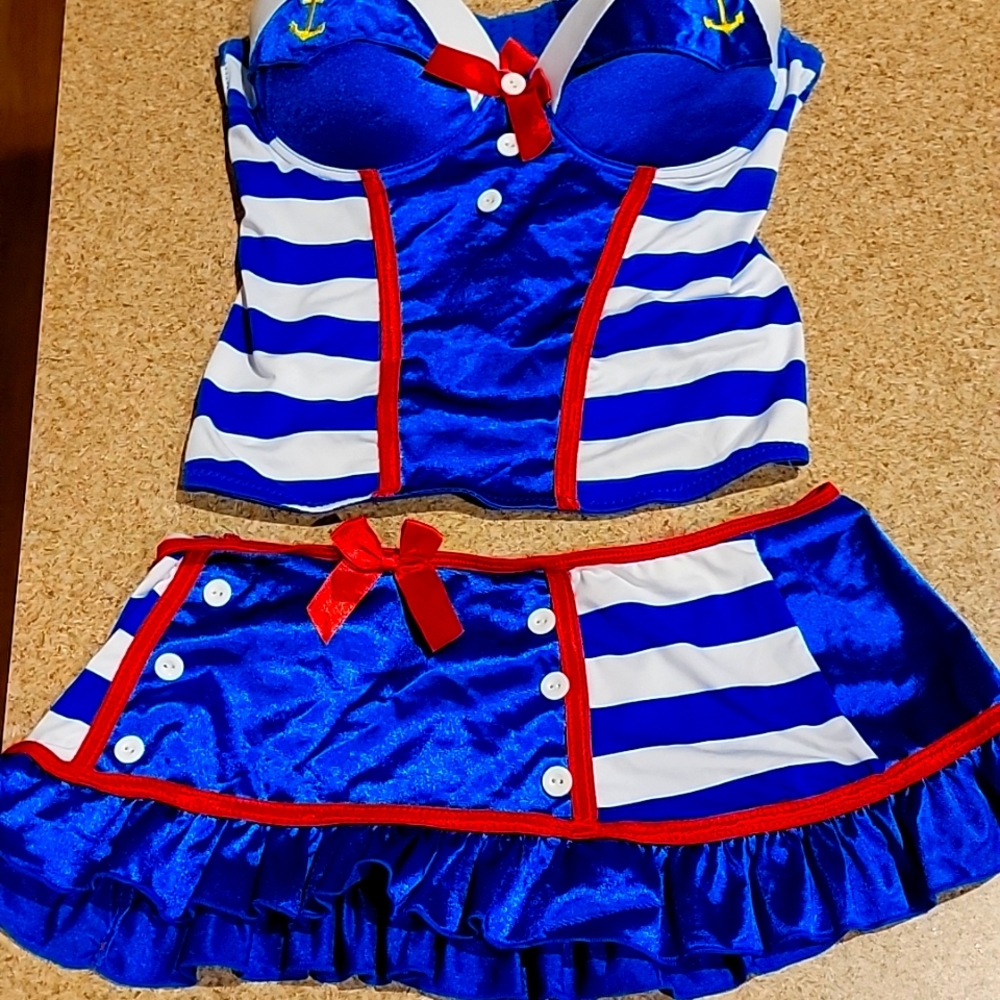 Sailor Girl 2 Peice Lingerie  Set Sz Med
